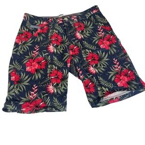 Hudson & Barrow Tropical‎ Chino Shorts Mens 30 Red Flat Front Pockets Summer